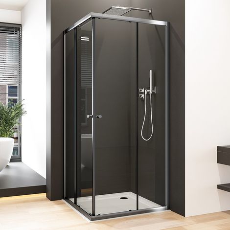 Schwarzer Duschkabine 80x100 cm Schiebetür Eckeinstieg, Duschkabine 100x80 cm Eckeinstieg Duschabtrennung mit 6mm ESG Sicherheitsglas Glas Duschwand Höhe: 185cm