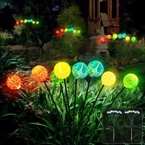 2 Pièces 8LED Lumière de Jardin Solaire, Lampes Solaires Lucioles Coloré Etanche IP65, Lumière Oscillante Lumières Solaire Firefly Extérieur Décoratives pour Allée Terrasse, Jardin, Patio