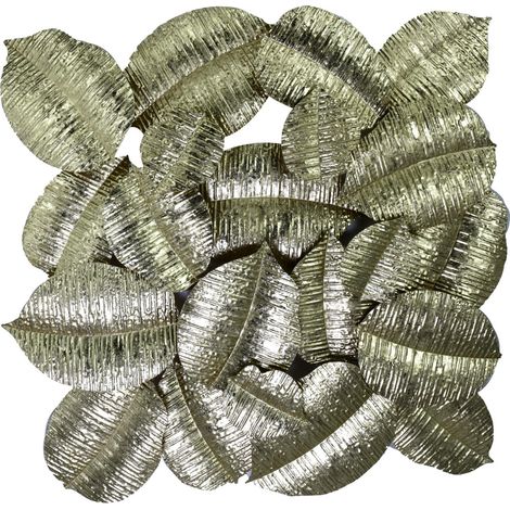 Pannello Decorativo da Parete Foglie 88,9x7,6x85,7 cm in Metallo Oro