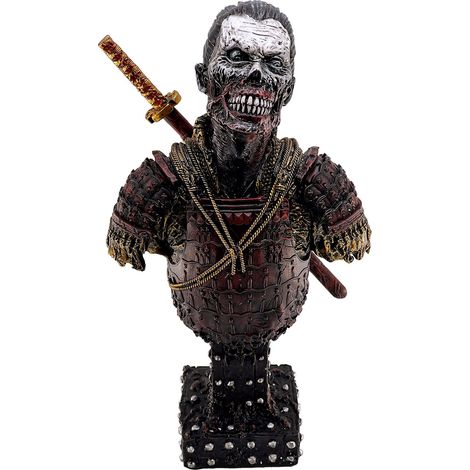 Statue de Zombie de samouraï Japonais en résine - Figurine décorative pour la Maison, Le Salon, Le Porche, Le Bureau, l'arrangement de Table, Cadeau (Rouge) (1/5)