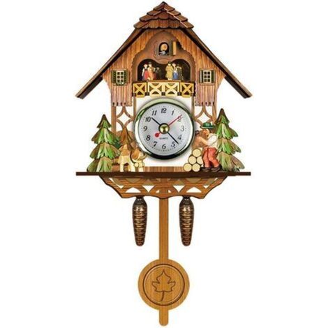 Horloge à coucou Antique en bois, horloge murale pour nichoir, décoration de maison, horloge à coucou suspendue, cloche à balanoire automatique, pendule, décoration de maison (1/5)