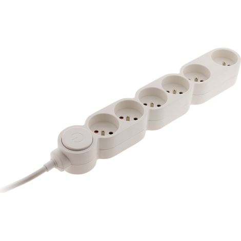 Bloc Home 6 prises 16A 2P+T câble 1,5m - Blanc - Zenitech