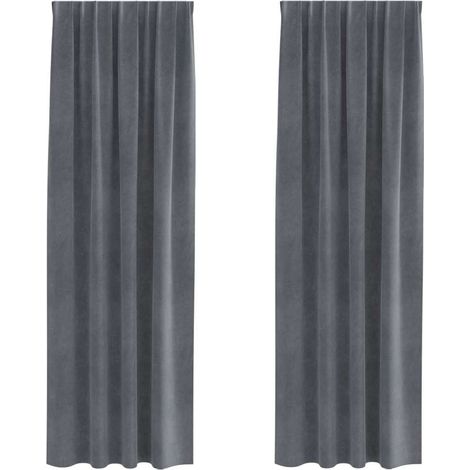 Rideaux avec des rideaux 2 pcs Gris clair 140 x 225 cm Velours CFW39125 (1/5)
