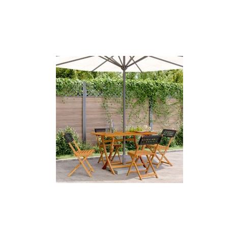 Chaises de jardin pliantes lot de 4 noir poly rotin bois massif (1/5)
