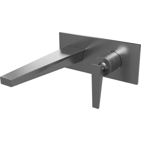 Façade mitigeur lavabo encastré saillie 20 cm Métal Brossé Fractal - CRISTINA ONDYNA FT25877 (1/2)