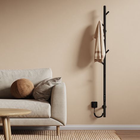 EMKE Elektrischer Handtuchheizkörper im Baumdesign 150x12.5cm 100W Badheizkörper Handtuchtrockner, mit LCD-Touchdisplay, WLAN & App-Steuerung, Timer & Memory-Funktion Schwarz