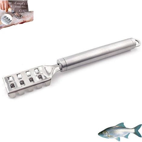 Fischschuppenschaber aus Edelstahl Fischschuppenmesser Fischschuppenentferner aus Edelstahl Silber Küchenhelfer Gezahnte Kanten zum schnellen Ent (1/5)