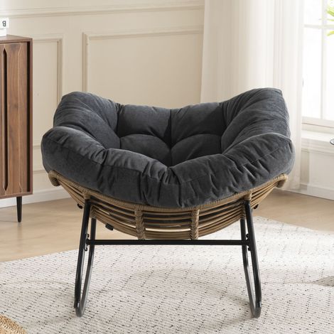 Fauteuil à bascule en chenille, fauteuil accent moderne pour chambre d'enfant, salon, chambre, appartement (1/5)