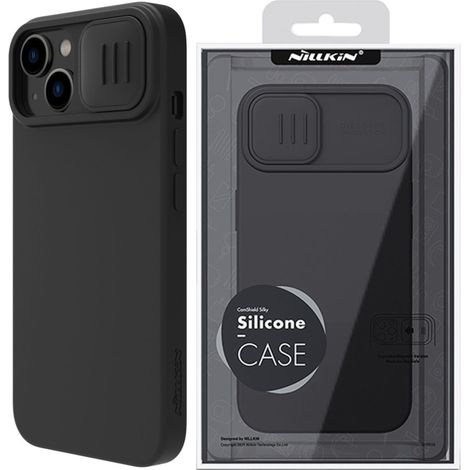 Coque Nillkin CamShield en silicone soyeux pour iPhone 14 Plus avec cache-appareil photo noir (1/5)