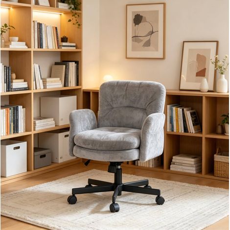 Silla de oficina giratoria gris con ruedas, altura regulable 49-57 cm, chenilla (1/5)