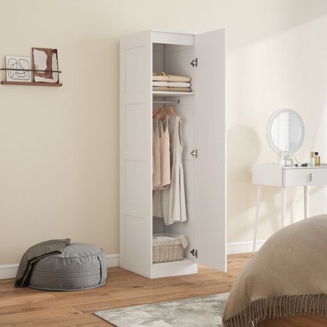 Mehrzweckschrank 40x52x180 cm Weiß Holz mit Kleiderstange und Soft-Close-Tür (1/5)