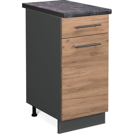 Mueble bajo de cocina Fame-Line, Roble dorado, 40 cm , ET Antracita, Vicco