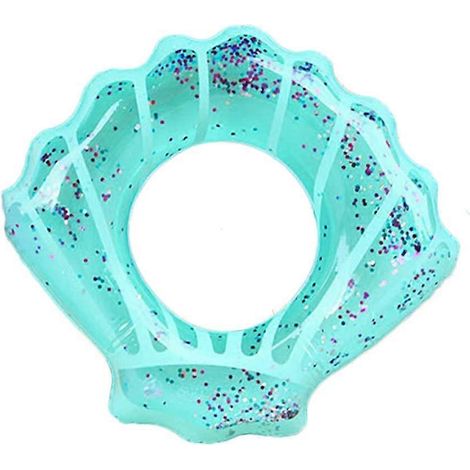 Bouées gonflables en forme de coquillage, de couleur bleue, pour adultes et enfants, pour la baignade en piscine et à la plage, et pour les fêtes aquatiques estivales.-AquaForge (1/2)