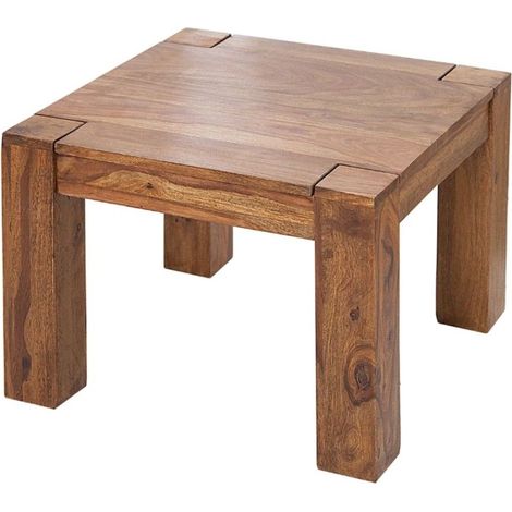 Tavolino basso ORBO quadrato 60 cm in legno di sheesham – Tavolino basso rustico in legno massiccio (1/5)