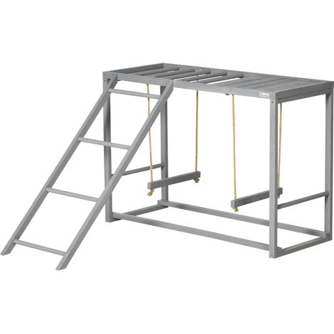 Chicken Activity Play  Swing Set for 3-4 Chickens, Wooden Chicken Coop, Grey (1/5)