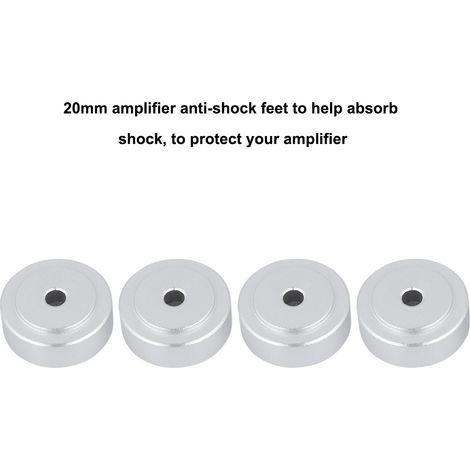 4 pièces supports amplificateur antidérapants en alliage d'aluminium 20x8mm argentés