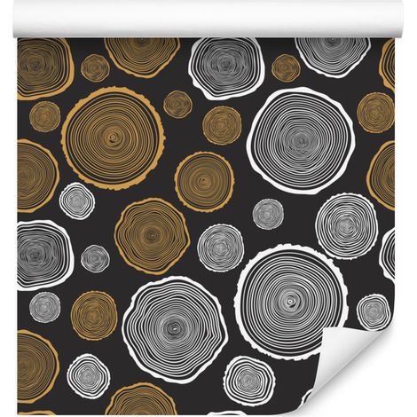Papier peint à motifs de cercles en bois pour salon et chambre 50x1000 cm (1/5)