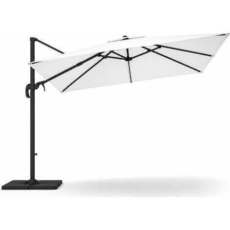 Ombrellone 3x4 M Per Giardino Braccio Richiudibile Da Esterno Piscina Gazebo Terrazze Bar Hotel In Acciaio Inossidabile Rotazione 360° Telo 180 g/m2 Impermeabile Resistente Ai Raggi UV Bianco (1/5)