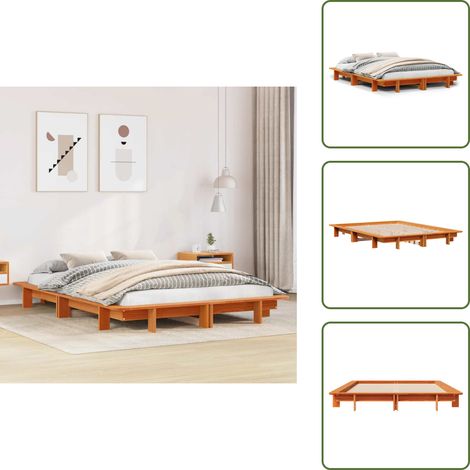 Letto in pino - vidaXL Letto senza Materasso Marrone Cera 120x190 cm in Legno di Pino -