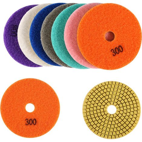 Disques de polissage diamantés à eau en marbre de 4 pouces (ensemble de 8 pièces) (1/5)