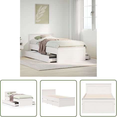 vidaXL Massivholzbett ohne Matratze mit Kopfteil Weiß 90x190 cm (1/5)