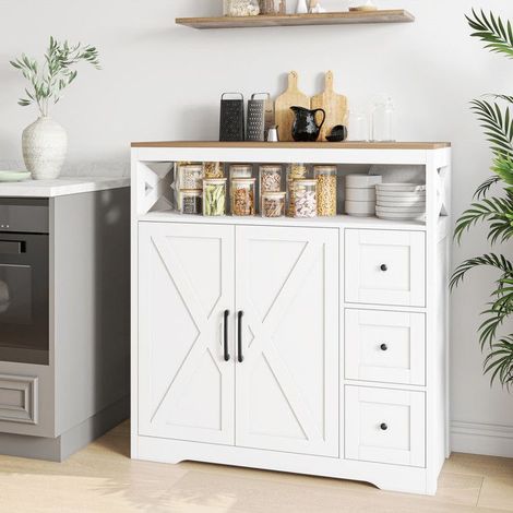 Buffet - Modern - 2 Türen - 3 Schubladen - Skandinavisches Design - 100x40x105 cm
