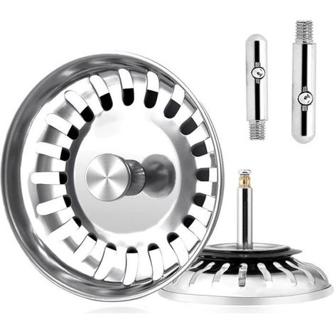 Bonde Evier Cuisine 79mm Inox Hauteur Réglab (25mm-71mm) Bouchon Bonde Evier Bondes Panier Evier Cuisine(Ø 79 mm, mit 2 Joint (1/5)