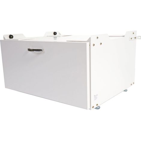 Décoshop26 – Meuble bas de salle de bain pour machine à laver avec tiroir – Dimensions 33 x 61 x 52 cm – Acier blanc – 40007833