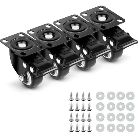 LWMTT Lot de 4 roulettes de meuble - 40 mm - Avec frein à 360° - Pour meubles - Charge maximale : 200 kg - Avec vis et rondelles - Pour meubles, transport, table, armoire (1/5)