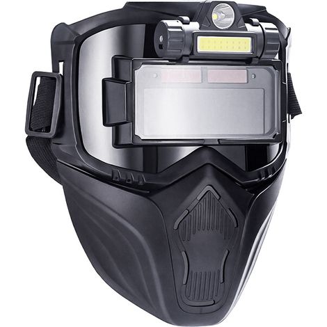 Masque de soudage à assombrissement automatique, cagoule de protection solaire avec 3 niveaux d'éclairage réglables  Casque de soudage double couche - Pour l'industrie, la construction, le soudage, le (1/5)