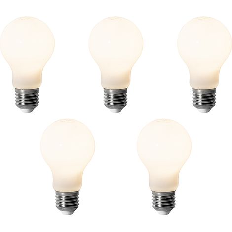 QAZQA Juego de 5 bombillas LED E27 regulables A60 Opal 7W 806 lm