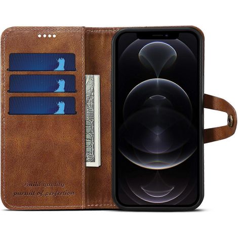 Étui portefeuille vintage pour iPhone 13 mini, étui à rabat en cuir PU avec support et porte-cartes pour 3 cartes (1/5)