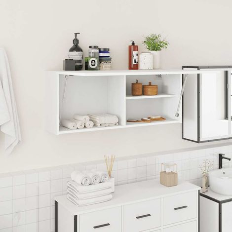 vidaXL Mobile da Bagno a Parete Bianco 100x25x40 cm in Truciolato