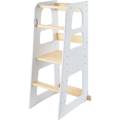 Toddler Tower 3 Adjustable Heights Children Learning Tower Wooden Toddler Step Stool for Kitchen Counter Perfect Parent Helper Black