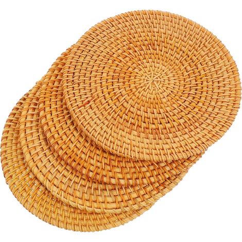Lot de 4 dessous de plat en rotin, ronds (1/5)