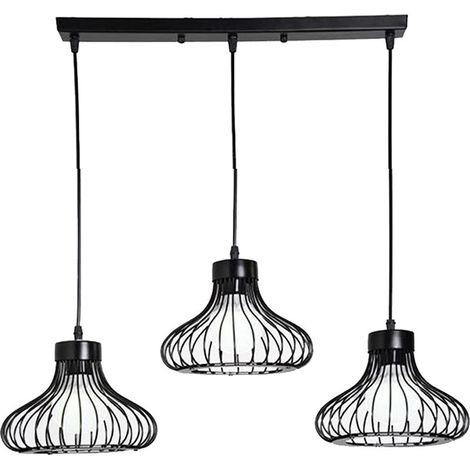 Suspension Lustre Industrielle Noire Simple Plafonnier Vintage À 3 Lumières Lustre Rétro Créatif Pour La Décoration Intérieure (1/5)