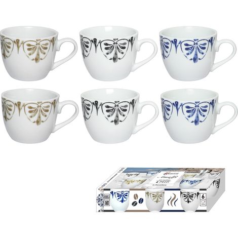 AMALFI SET DI 6 TAZZINE IN PORCELLANA CON DESIGN IN COLORE ASSORTITO (1/2)