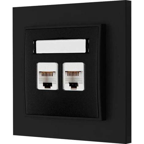 2 prises Internet avec cadre Karlik Mini, noir mat (1/3)