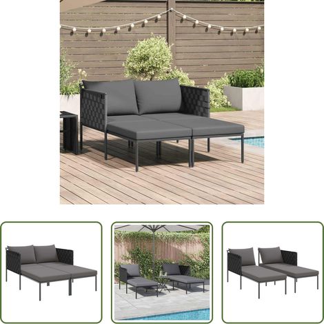 Sonnenliege - Sonnenliege mit Kissen 2-Person Anthrazit 153 x 115 x 69,5 cm (1/5)