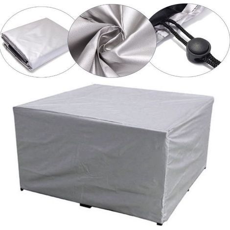 Housse pour Table de Jardin, Rectangulaire Housse de Protection Bâche Imperméable pour Mobilier Salon de Jardin, Anti-Vent/Pluie/UV/Poussière, avec Cordons de Serrage(150x150x75cm) (1/5)