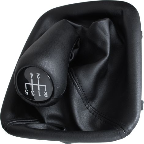 Pomo de cambio de marchas BMW 7 E32 85-94 CUERO ECO NEGRO + fuelle NEGRO con marco 5 VELOCIDADES (1/5)