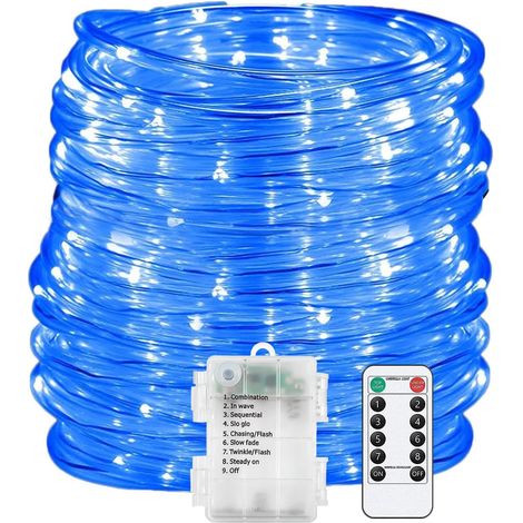 Guirlande Lumineuse à Pile Imperméable 8 Modes Chaude Lumière Intérieur & Extérieur Avec Télécommande pour Noël Thanksgiving Anniversaire Fête Mariage (Bleu, 20M 200LED)