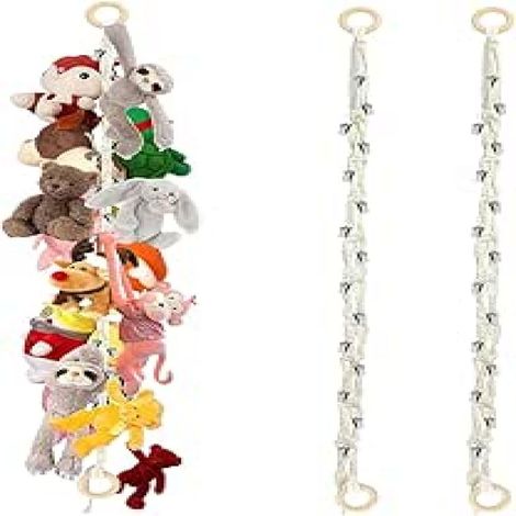 Filet De Rangement Pour Peluches - En Coton Lin Naturel Blanc - Système De Stockage Vertical Murale - Pour Chambre D'enfant Et Nourrice - 1 Pièce (1/5)