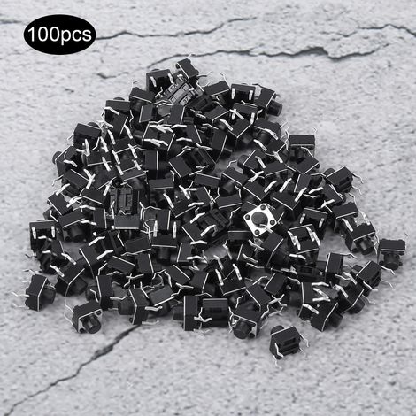 100 interrupteurs tactiles miniatures momentanés 6x6x6mm, micro boutons poussoirs à souder pour montage électronique, lot de 100 pièces (1/5)