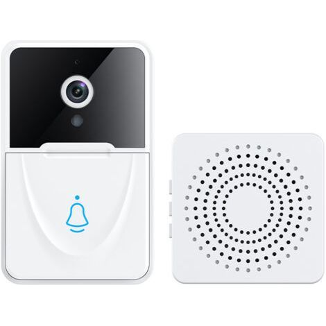 PA Sonnette vidéo sans fil avec caméra, sonnette vidéo WiFi avec carillon de porte, surveillance de vision nocturne HD, interphone à domicile, support de sécurité intelligent, appels bidirect (1/4)