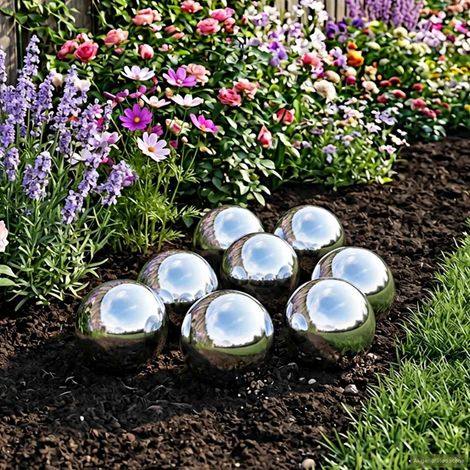 vidaXL Palla a Specchio 8 pz Ø 5 cm Argento Acciaio Inossidabile 201 (1/5)