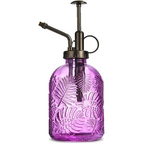 Verre Plantes Vaporisateur D'arrosage, 360ML Rétro avec Pompe Supérieure Arrosoir, Une Main Darrosage Pulvérisateur Brumisateur pour Jardinage Plantes, Jardin, Nettoyage, L'alcool - Violet (1/5)