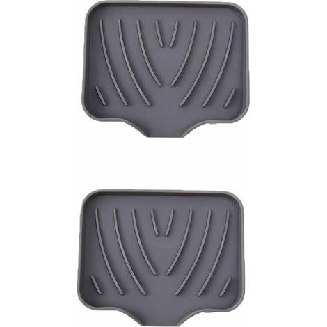 Ensemble de deux porte-savons en silicone, porte-savon de salle de bain avec trou d'évacuation, antidérapant, convient pour la douche, la cuisine et la baignoire (gris)
