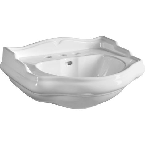 Lavabo RETRO 3 trous en céramique 55x45cm, blanc (1/3)