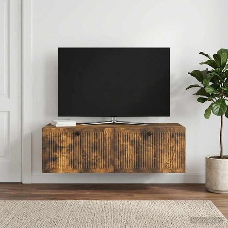 vidaXL Wall-Mounted TV Cabinet Wall-mounted Smoked Oak 98 x 41 x 30 cm (1/5)